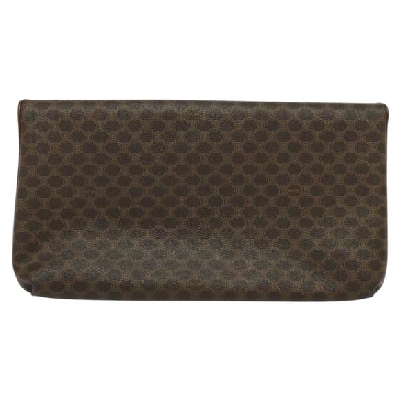 CELINE Macadam Canvas Clutch Bag PVC Leather Brown Gold Auth bs23653 - Picture 3 of 16